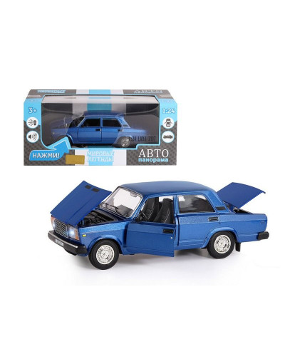 Машина "АВТОПАНОРАМА" ВАЗ 2107, 1/24, синий, инерция, в/к 24,5*12,5*10,5 см