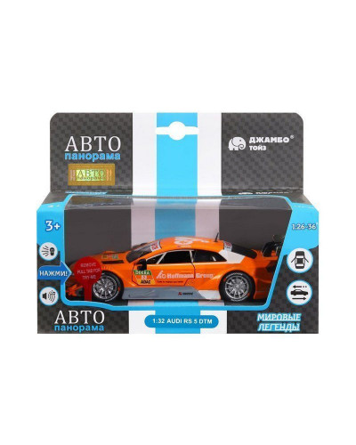 Машина "АВТОПАНОРАМА" Audi RS 5 DTM,оранжевый, 1/32, свет, звук, инерция, в/к 17,5*13,5*9 см