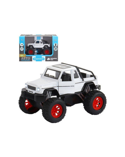 Машина "АВТОПАНОРАМА" "Внедорожник-пикап", белый, 1/32, свет, звук, инерция, в/к 19*10*12,5 см