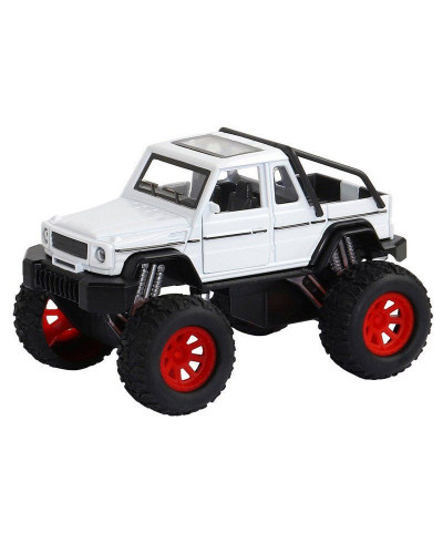 Машина "АВТОПАНОРАМА" "Внедорожник-пикап", белый, 1/32, свет, звук, инерция, в/к 19*10*12,5 см