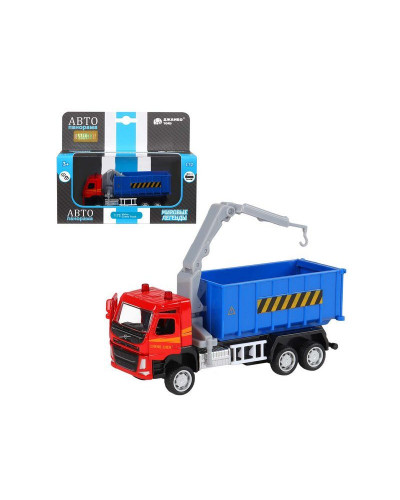 Машина "АВТОПАНОРАМА" VOLVO FM "Мусоровоз", синий, 1/72, инерция, в/к 17,5*13*6,5 см