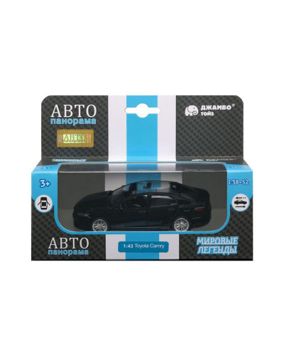 Машина "АВТОПАНОРАМА" Toyota Camry, черный, 1/43, откр. двери, инерция, в/к 17,5*12,5*6,5 см
