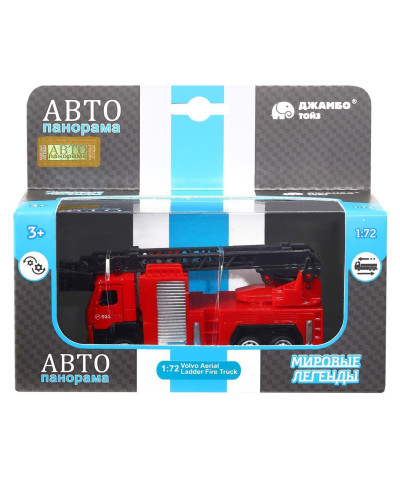 Машина "АВТОПАНОРАМА" VOLVO FM "Пожарная служба", красный, 1/72, инерция, в/к 17,5*13*6,5 см