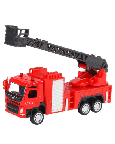 Машина "АВТОПАНОРАМА" VOLVO FM "Пожарная служба", красный, 1/72, инерция, в/к 17,5*13*6,5 см