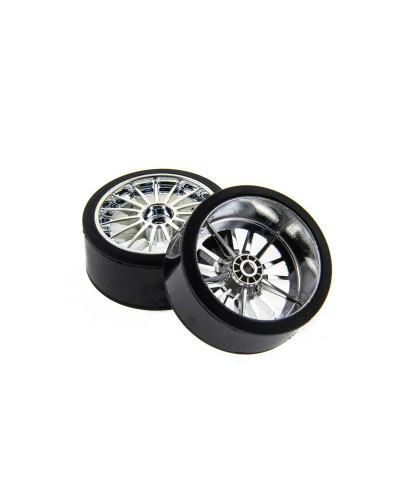 Колеса в сборе с хромированными дисками для дрифт Himoto E18DT, E18DTL