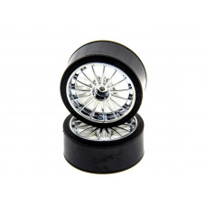 Колеса в сборе с хромированными дисками для дрифт Himoto E18DT, E18DTL