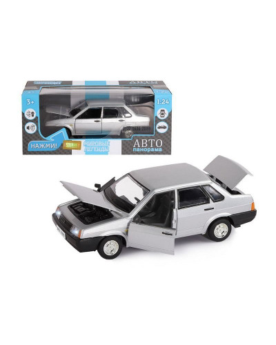 Машина "АВТОПАНОРАМА" ВАЗ 21099, 1/22, серебряный, инерция,  в/к 24,5*12,5*10,5 см