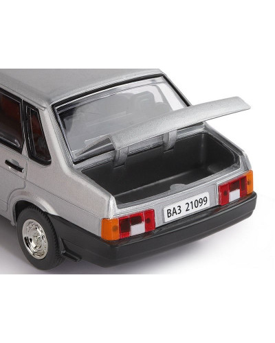 Машина "АВТОПАНОРАМА" ВАЗ 21099, 1/22, серебряный, инерция,  в/к 24,5*12,5*10,5 см