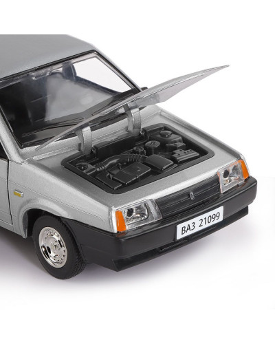 Машина "АВТОПАНОРАМА" ВАЗ 21099, 1/22, серебряный, инерция,  в/к 24,5*12,5*10,5 см