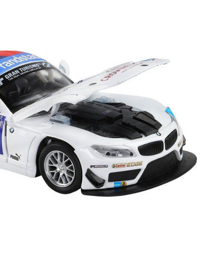Машина "АВТОПАНОРАМА" BMW Z4 GT3, белый, 1/32, свет, звук, инерция, в/к 17,5*13,5*9 см