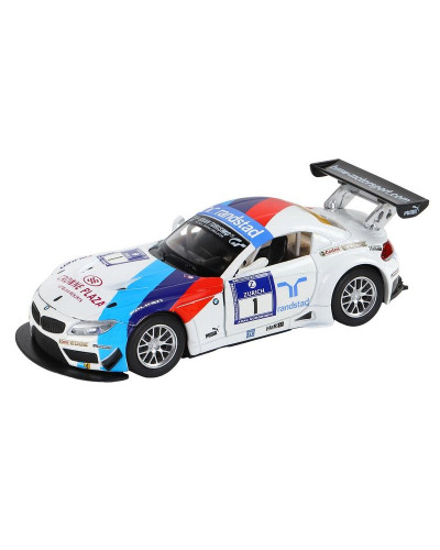 Машина "АВТОПАНОРАМА" BMW Z4 GT3, белый, 1/32, свет, звук, инерция, в/к 17,5*13,5*9 см