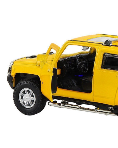 Машина "АВТОПАНОРАМА" Hummer H3, желтый, 1/32, свет, звук, инерция, в/к 17,5*13,5*9 см
