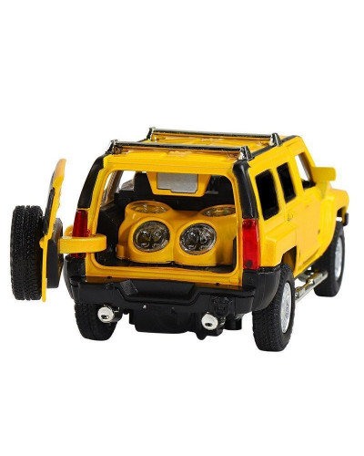 Машина "АВТОПАНОРАМА" Hummer H3, желтый, 1/32, свет, звук, инерция, в/к 17,5*13,5*9 см