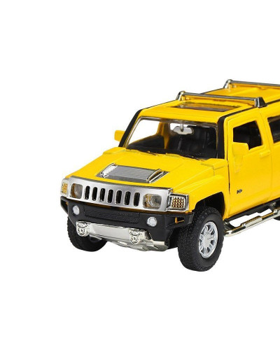 Машина "АВТОПАНОРАМА" Hummer H3, желтый, 1/32, свет, звук, инерция, в/к 17,5*13,5*9 см