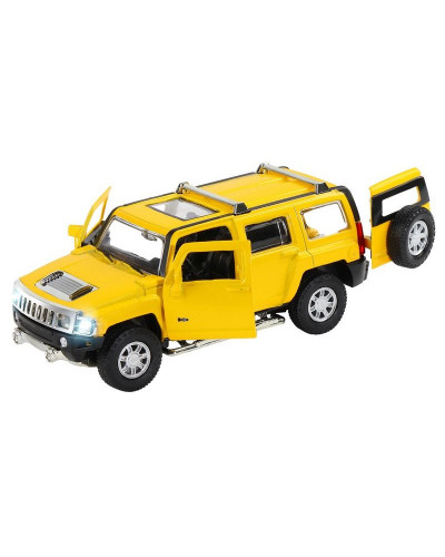 Машина "АВТОПАНОРАМА" Hummer H3, желтый, 1/32, свет, звук, инерция, в/к 17,5*13,5*9 см