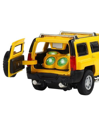 Машина "АВТОПАНОРАМА" Hummer H3, желтый, 1/32, свет, звук, инерция, в/к 17,5*13,5*9 см