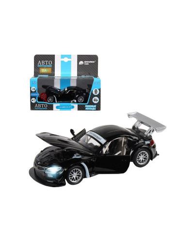 Машина "АВТОПАНОРАМА" BMW Z4 GT, черный, 1/32, свет, звук, инерция, в/к 17,5*13,5*9 см