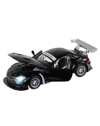 Машина "АВТОПАНОРАМА" BMW Z4 GT, черный, 1/32, свет, звук, инерция, в/к 17,5*13,5*9 см