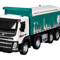 Машина "АВТОПАНОРАМА" Volvo самосвал, зеленый, 1/50, свет, звук, в/к 28*14*10 см