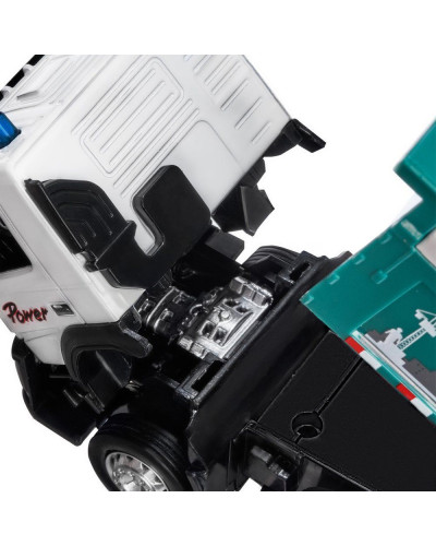 Машина "АВТОПАНОРАМА" Volvo самосвал, зеленый, 1/50, свет, звук, в/к 28*14*10 см