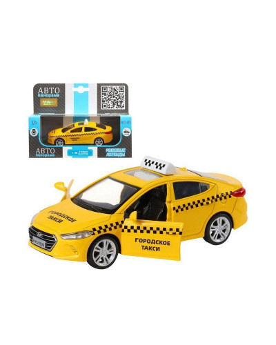 Машина "АВТОПАНОРАМА" HYUNDAI ELANTRA, ГОРОДСКОЕ ТАКСИ, 1/40, инерция, откр. двери, 17,5*12,5*6,5