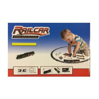 Железная дорога HQ 120 деталей, с локомотивом на батарейках, черный вагон