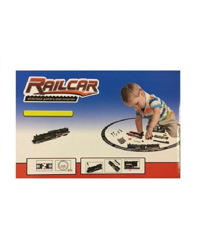 Железная дорога HQ 120 деталей, с локомотивом на батарейках, черный вагон