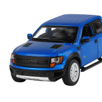Машина "АВТОПАНОРАМА" Ford F-150 SVT Raptor, синий, 1/34, свет, звук, инерция, в/к 20*10*11 см