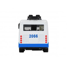 Троллейбус "Автопанорама", синий, 1/90, свет, звук, инерция, в/к 22*13,5*5,8 см