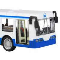 Троллейбус "Автопанорама", синий, 1/90, свет, звук, инерция, в/к 22*13,5*5,8 см