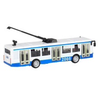 Троллейбус "Автопанорама", синий, 1/90, свет, звук, инерция, в/к 22*13,5*5,8 см