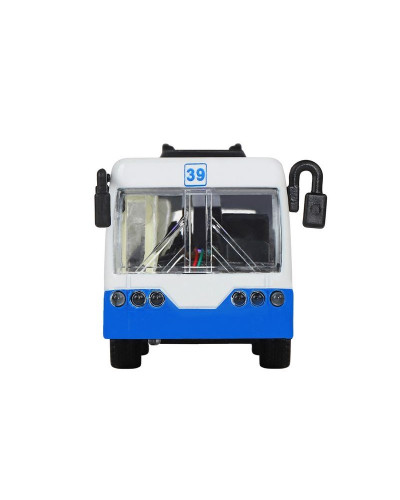 Троллейбус "Автопанорама", синий, 1/90, свет, звук, инерция, в/к 22*13,5*5,8 см