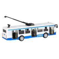 Троллейбус "Автопанорама", синий, 1/90, свет, звук, инерция, в/к 22*13,5*5,8 см