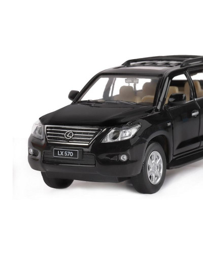 Машина "АВТОПАНОРАМА" Lexus LX570, черный, 1/32, свет, звук, инерция, в/к 17,5*13,5*9 см