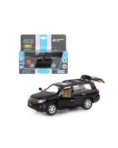 Машина "АВТОПАНОРАМА" Lexus LX570, черный, 1/32, свет, звук, инерция, в/к 17,5*13,5*9 см