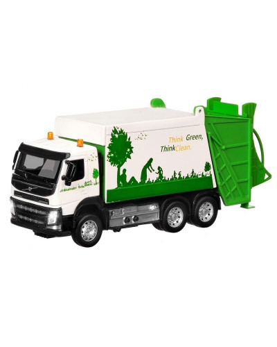 Машина "АВТОПАНОРАМА" Volvo мусоровоз, белый, 1/50, свет, звук, в/к 28*14*10 см