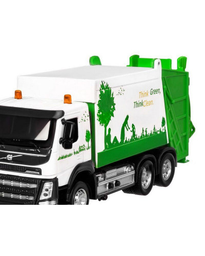 Машина "АВТОПАНОРАМА" Volvo мусоровоз, белый, 1/50, свет, звук, в/к 28*14*10 см
