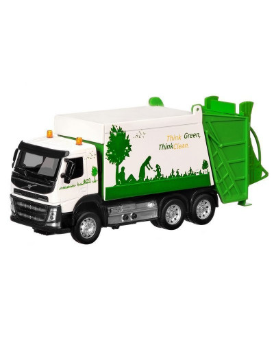 Машина "АВТОПАНОРАМА" Volvo мусоровоз, белый, 1/50, свет, звук, в/к 28*14*10 см