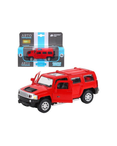 Машина "АВТОПАНОРАМА" Hummer H3, красный, 1/43, инерция, в/к 17,5*12,5*6,5 см