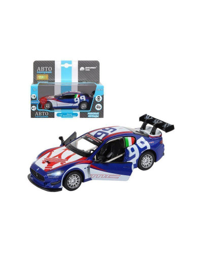 Машина "АВТОПАНОРАМА" Maserati Gran Turismo MC GT4, синий, 1/32, свет, звук, в/к 17,5*13,5*9 см