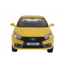 Машина "АВТОПАНОРАМА" LADA VESTA "ТАКСИ" желтый, 1/24, свет, звук, инерция, в/к 24,5*12,5*10,5 см