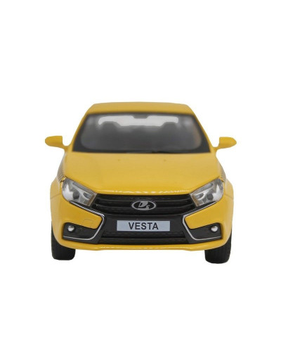 Машина "АВТОПАНОРАМА" LADA VESTA "ТАКСИ" желтый, 1/24, свет, звук, инерция, в/к 24,5*12,5*10,5 см