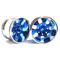 Колеса в сборе (шины 08009N + диск 08044PB голубой хром) для монстров Himoto масштаба 1/10, 2шт.