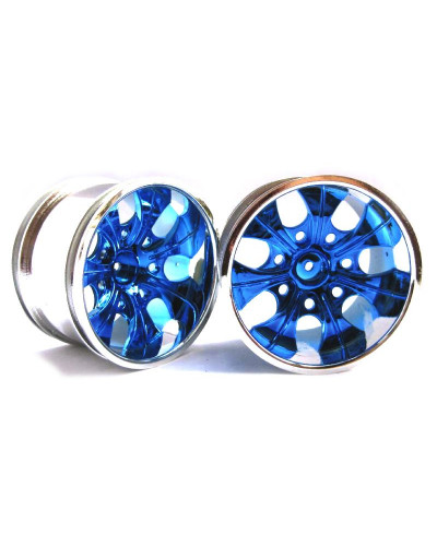 Колеса в сборе (шины 08009N + диск 08044PB голубой хром) для монстров Himoto масштаба 1/10, 2шт.