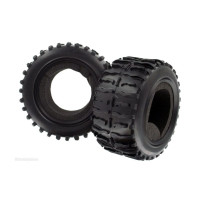 Колеса в сборе (шины 08009N + диск 08044PB голубой хром) для монстров Himoto масштаба 1/10, 2шт.