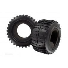 Колеса в сборе (шины 08009N + диск 08044PB голубой хром) для монстров Himoto масштаба 1/10, 2шт.