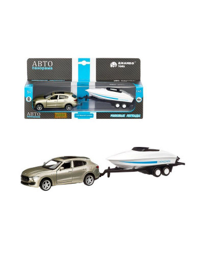 Машина "АВТОПАНОРАМА" Maserati c прицепом с лодкой, 1/43, открываются передние двери, инерция, в/к