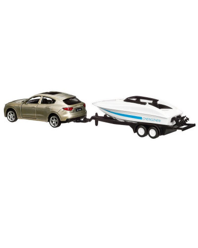 Машина "АВТОПАНОРАМА" Maserati c прицепом с лодкой, 1/43, открываются передние двери, инерция, в/к