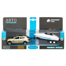 Машина "АВТОПАНОРАМА" Maserati c прицепом с лодкой, 1/43, открываются передние двери, инерция, в/к