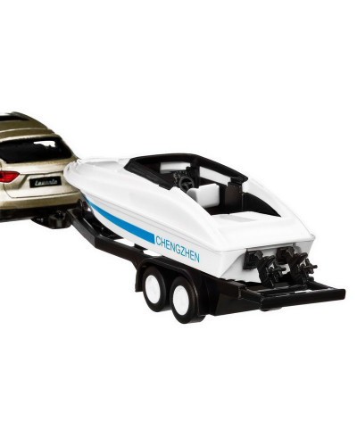 Машина "АВТОПАНОРАМА" Maserati c прицепом с лодкой, 1/43, открываются передние двери, инерция, в/к